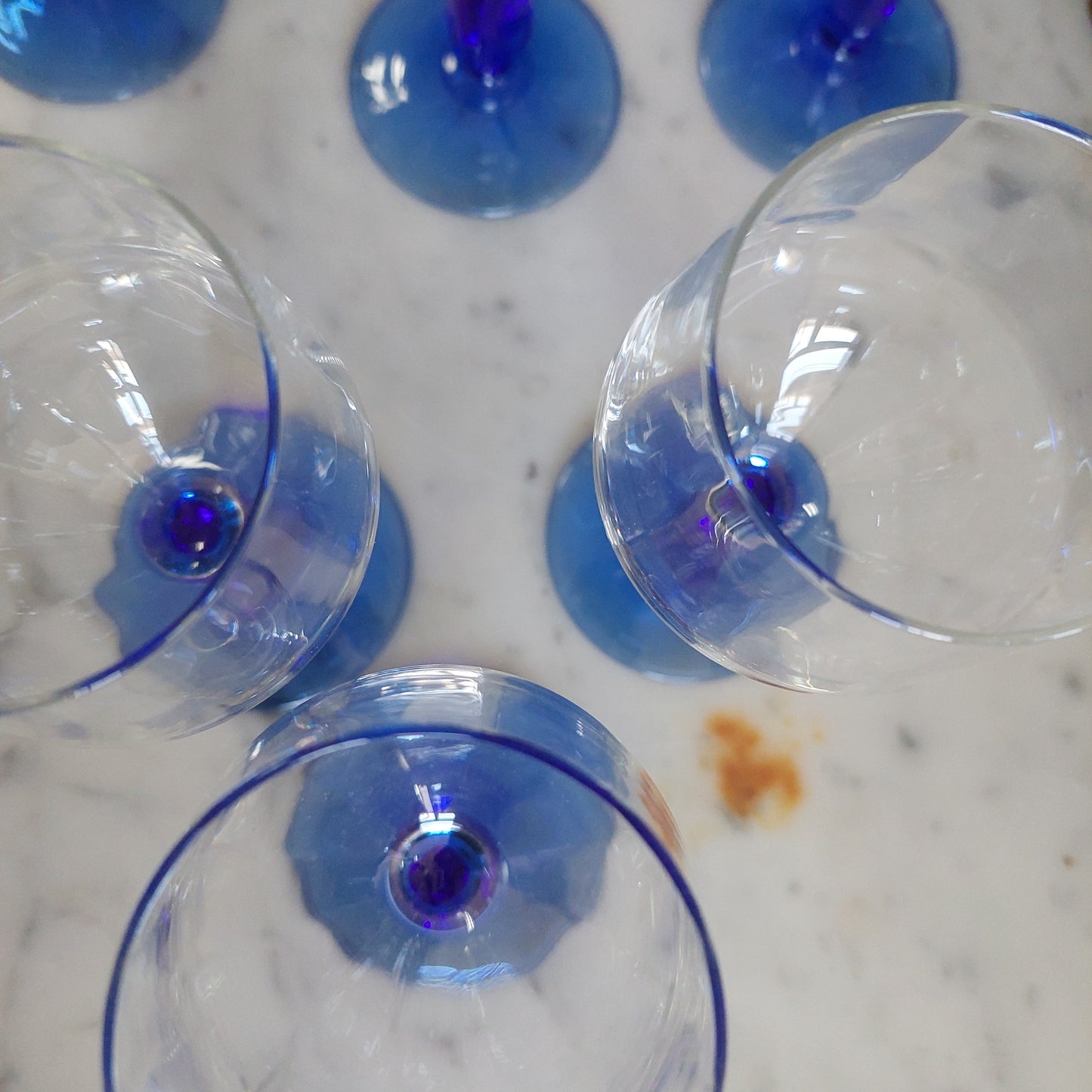 Set/8 Calici Piede Blu Murano