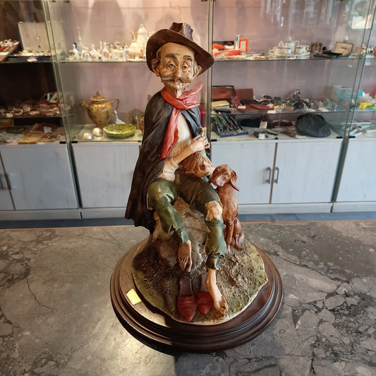 Statua Anziano Con Cane Stile Capodimonte