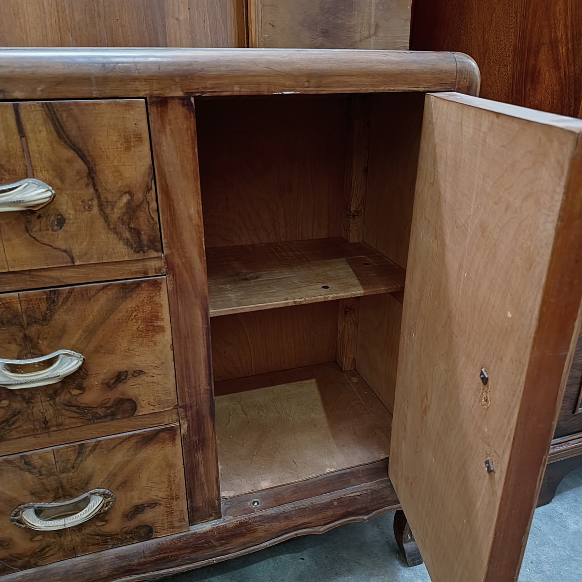 Mobiletto St. Decò Con Marmo 3/c 1/s Cm63x30x70h