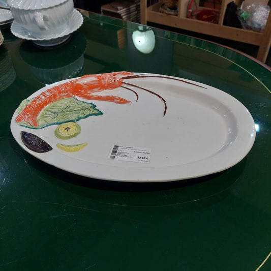 Vassoio Ovale Ceramica Bassano Dec Aragosta Cm46x32