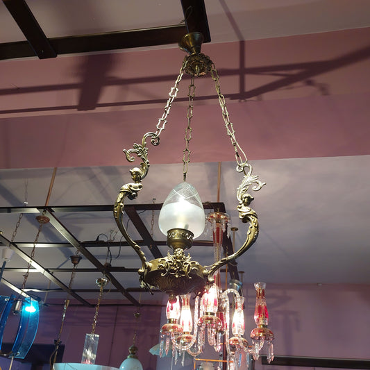 Lampadario Ottone Boccia Vetro 1/luce