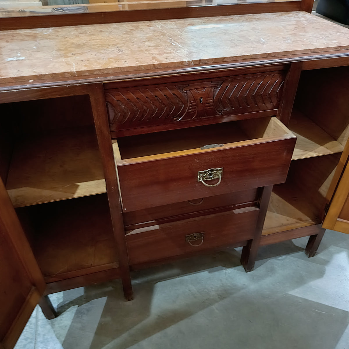 Credenza Con Specchio Mogano 4/c 2/a Cm135x53x178