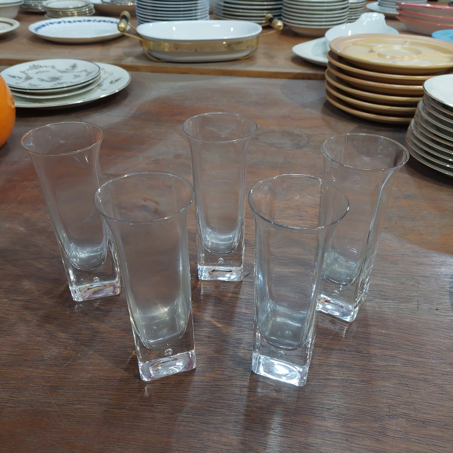 Set/5 Bicchieri Alti Cristallo Con Goccia
