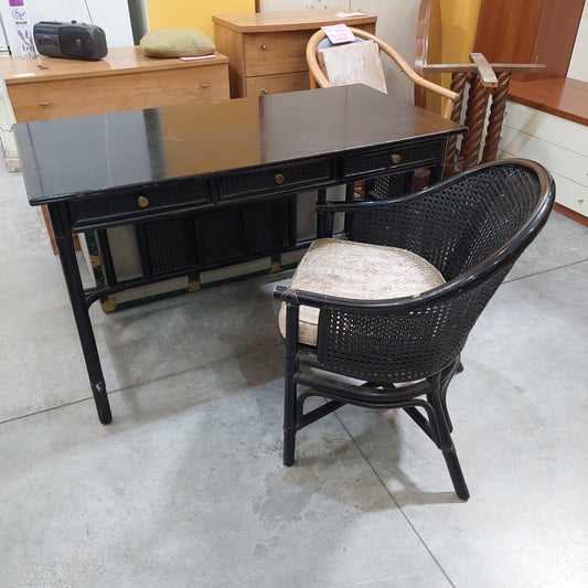Scrivania 3/c Con Poltroncina Bambù Nera Cm124x62x72