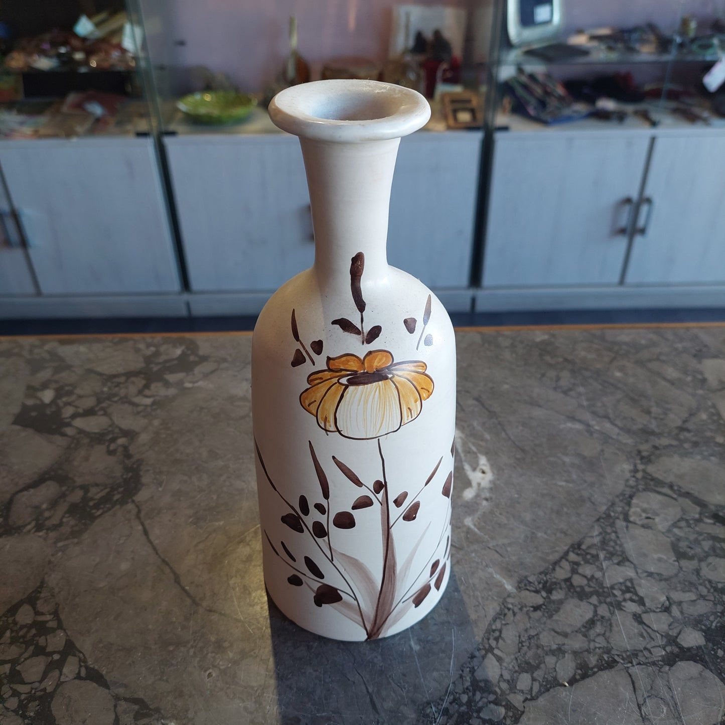 Vaso A Bottiglia Ceramica Dipinta A Mano