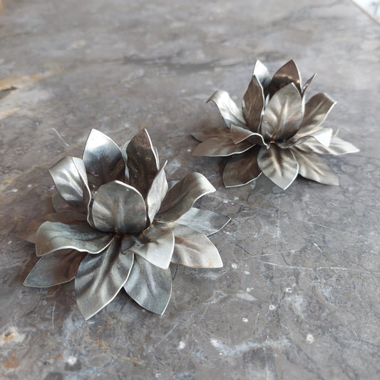 Coppia Portacandele Fiore Metallo