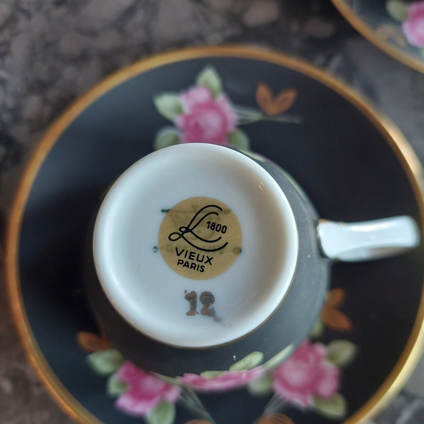 Servizio Caffè Porcellana Vieux Paris 10 Tazzine + 3 Pezzi