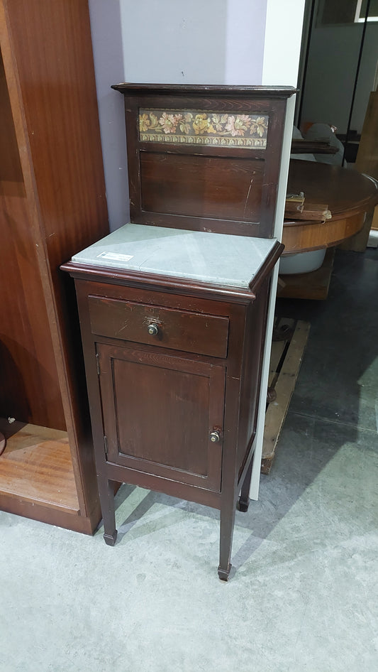 Comodino Antico Legno/marmo 1/c 1/s Cm42x31x122h