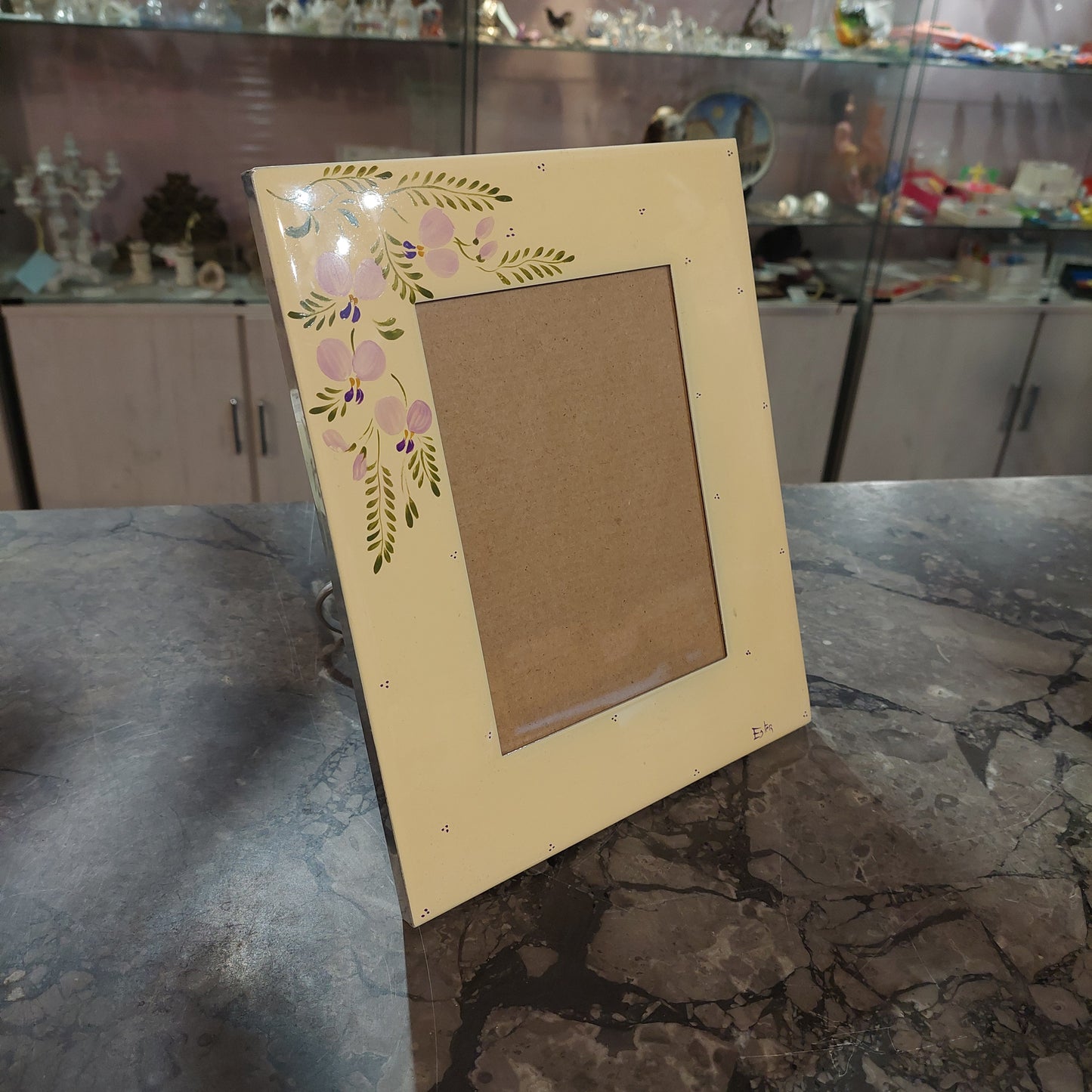 Portafoto Metallo Dipinto Fiori 21,5x26,5
