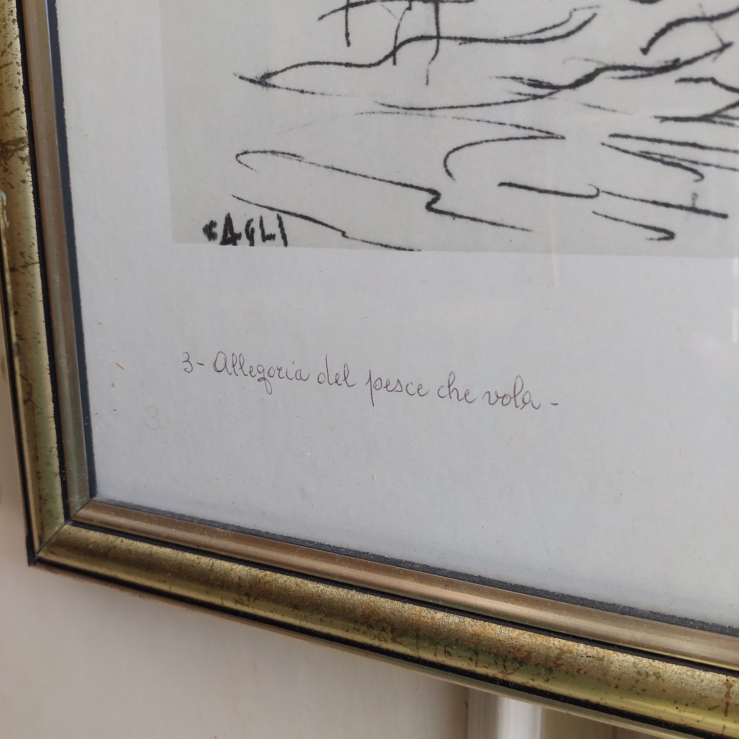 Quadro Litografia Corrado Cagli "allegoria Del Pesce Che Vola"