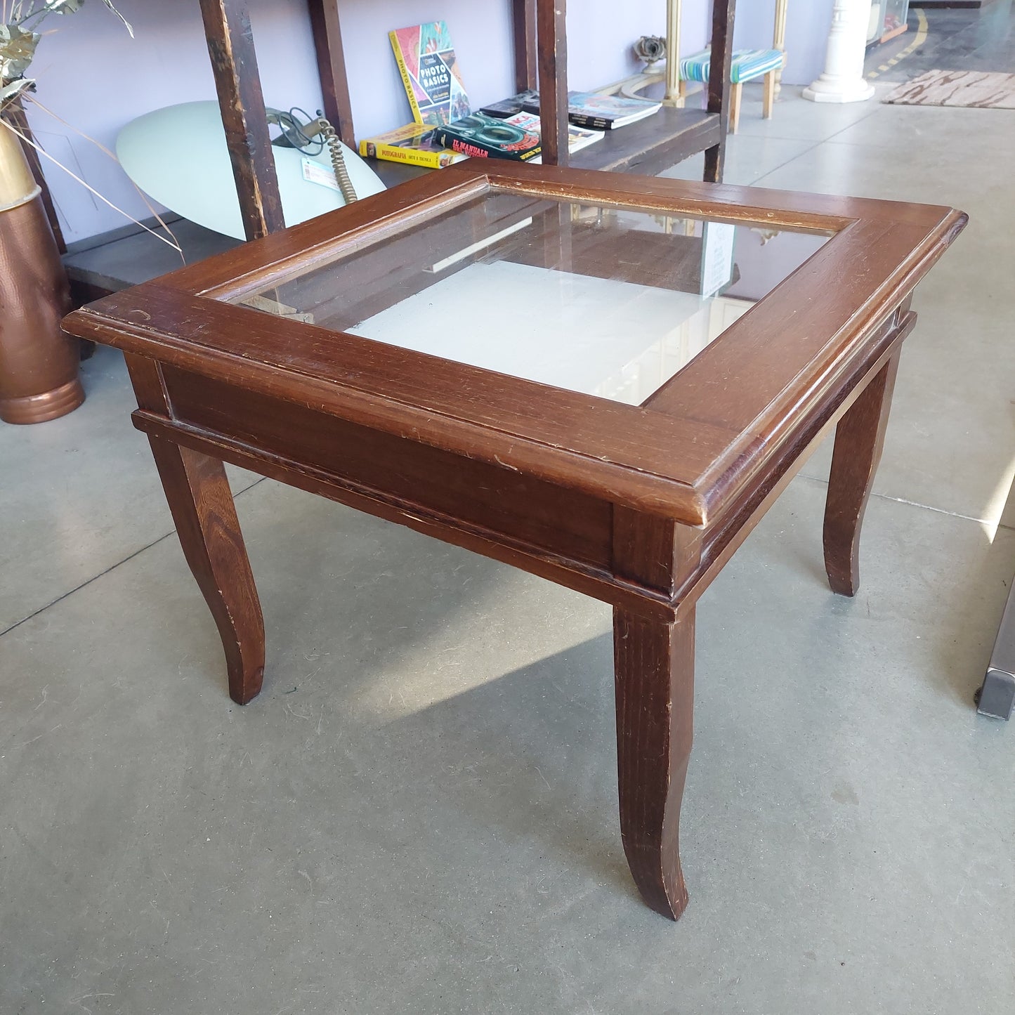 Tavolino Legno Bacheca Cm60x60x47h