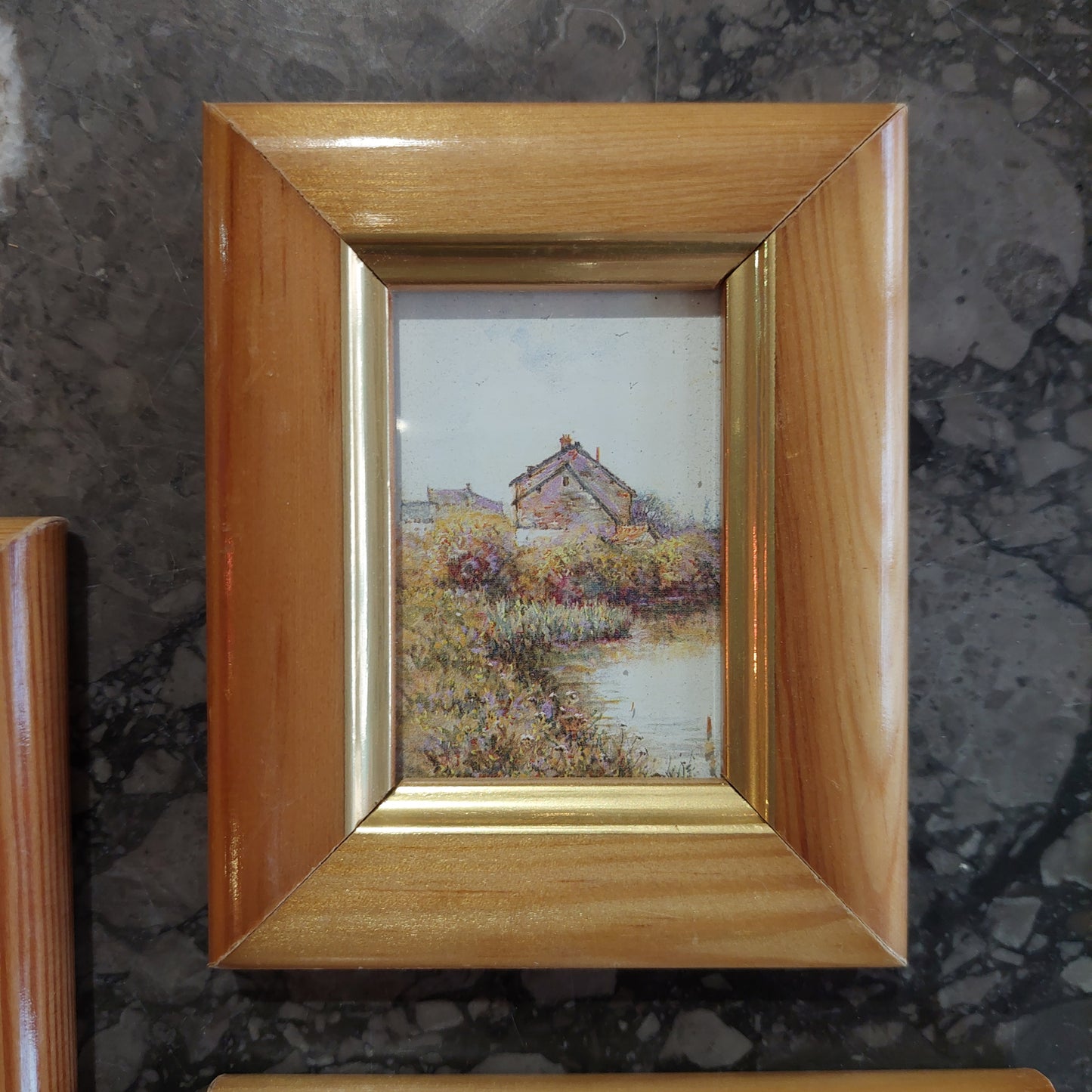 Set/3 Mini Quadretti Paesaggi Cornice Legno