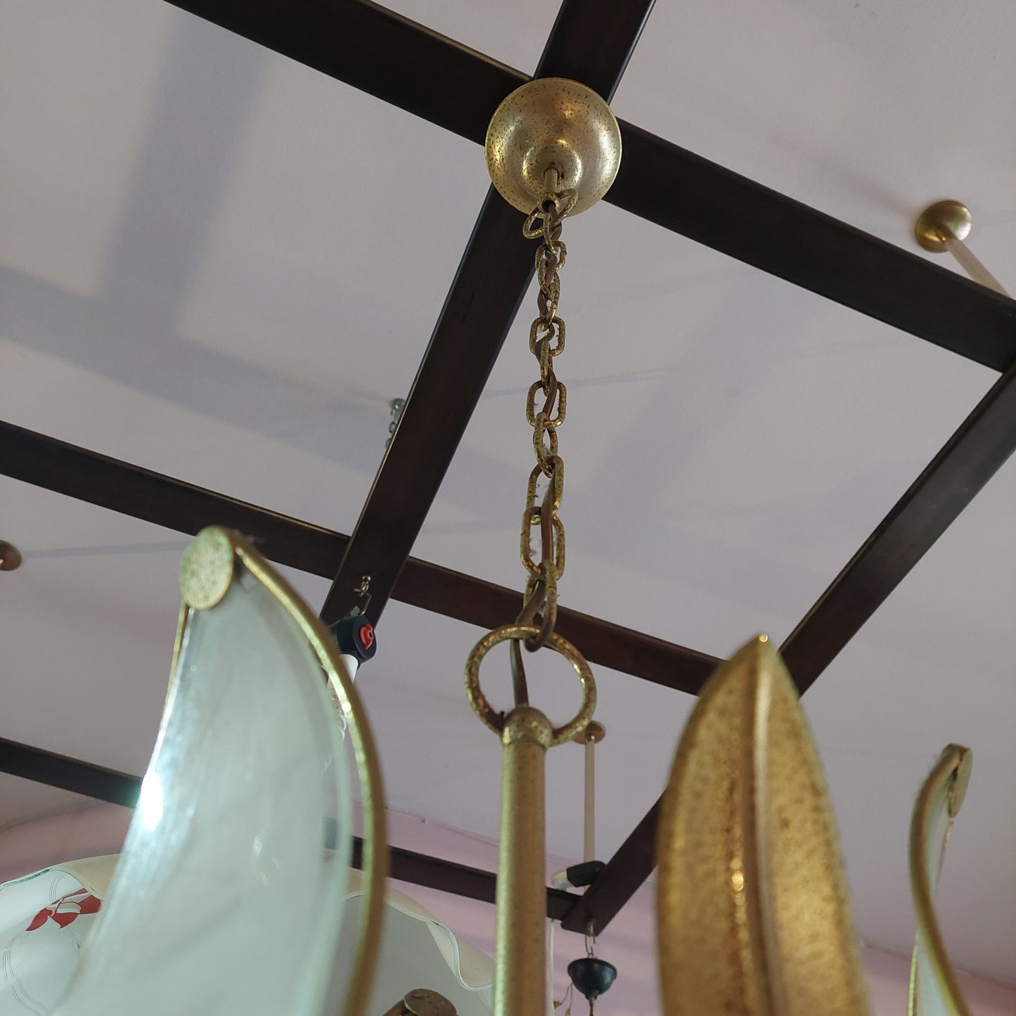Lampadario Fiore Ottone*/vetro 3/l