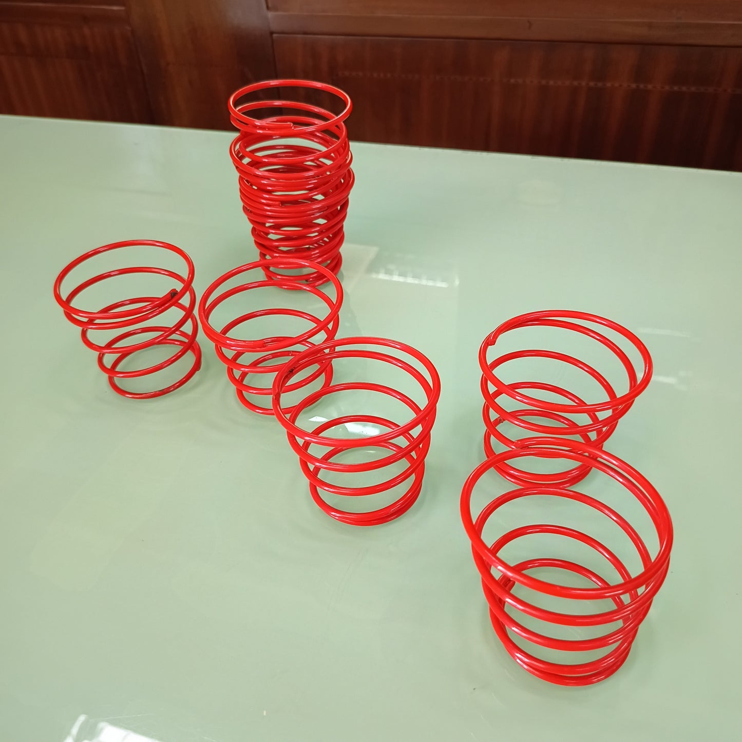 Set/10 Portabicchieri Molla Metallo Rossa