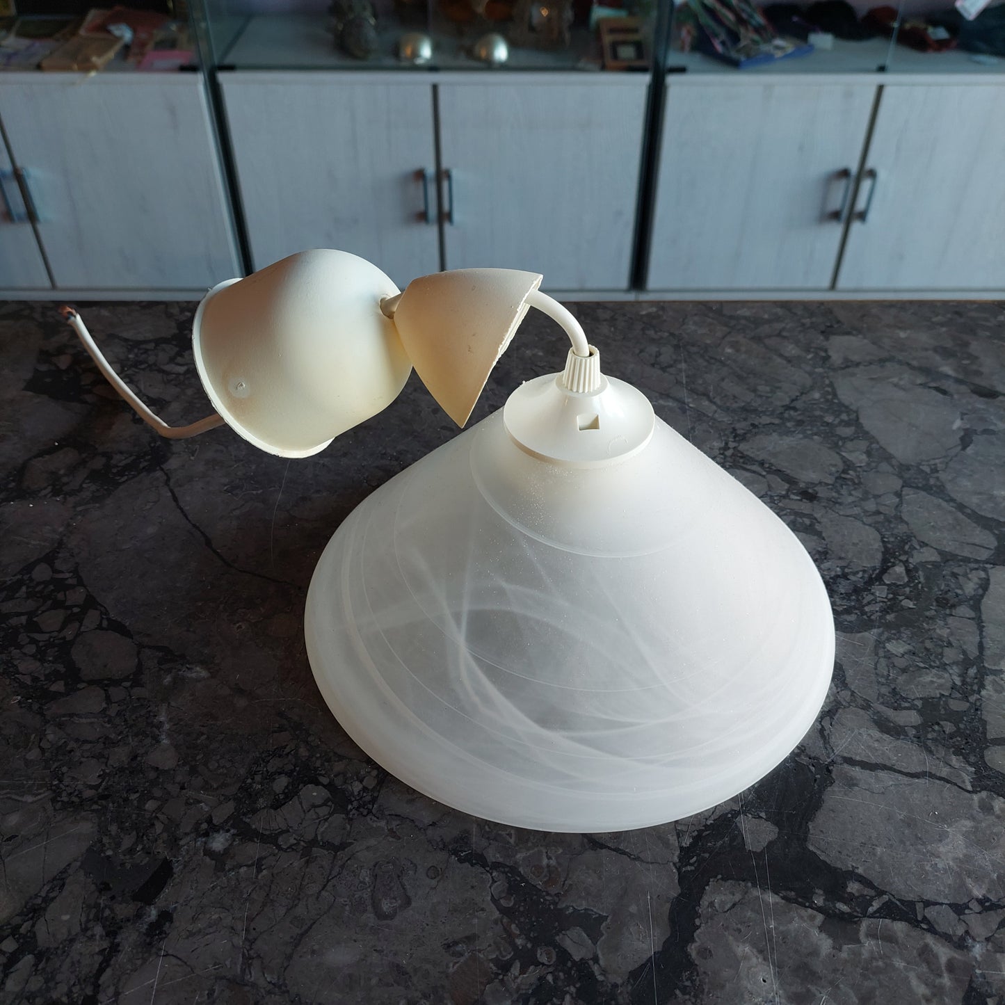 Lampadarietto Cupola Vetro Marmorizzato D22