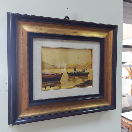 Quadro Pescatori Di Giambet Olio Su Laminato Oro Zecchino