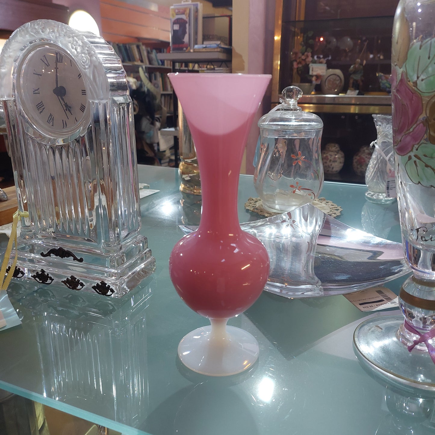 Vaso Portafiori Vetro Di Murano Rosa/bianco