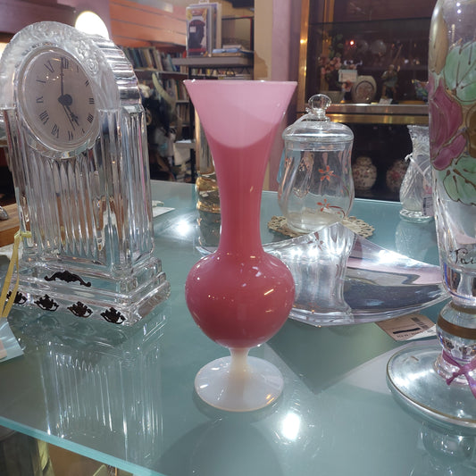 Vaso Portafiori Vetro Di Murano Rosa/bianco