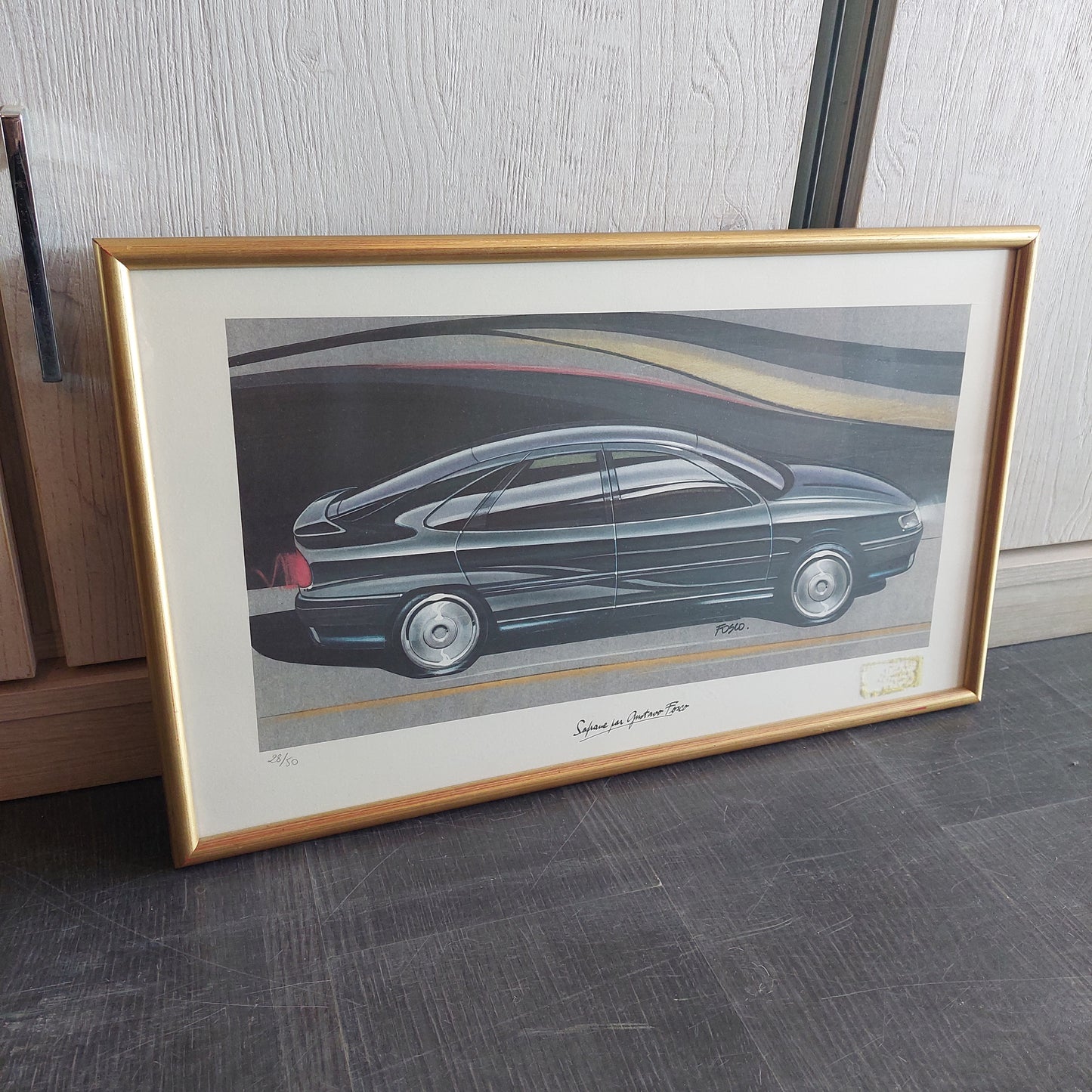 Litografia Renault Safrane By Gustavo Fosco Edizione Limitata 28/50
