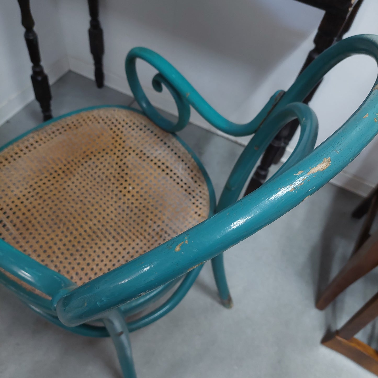 Poltroncina* Blu St. Thonet Paglia Di Vienna