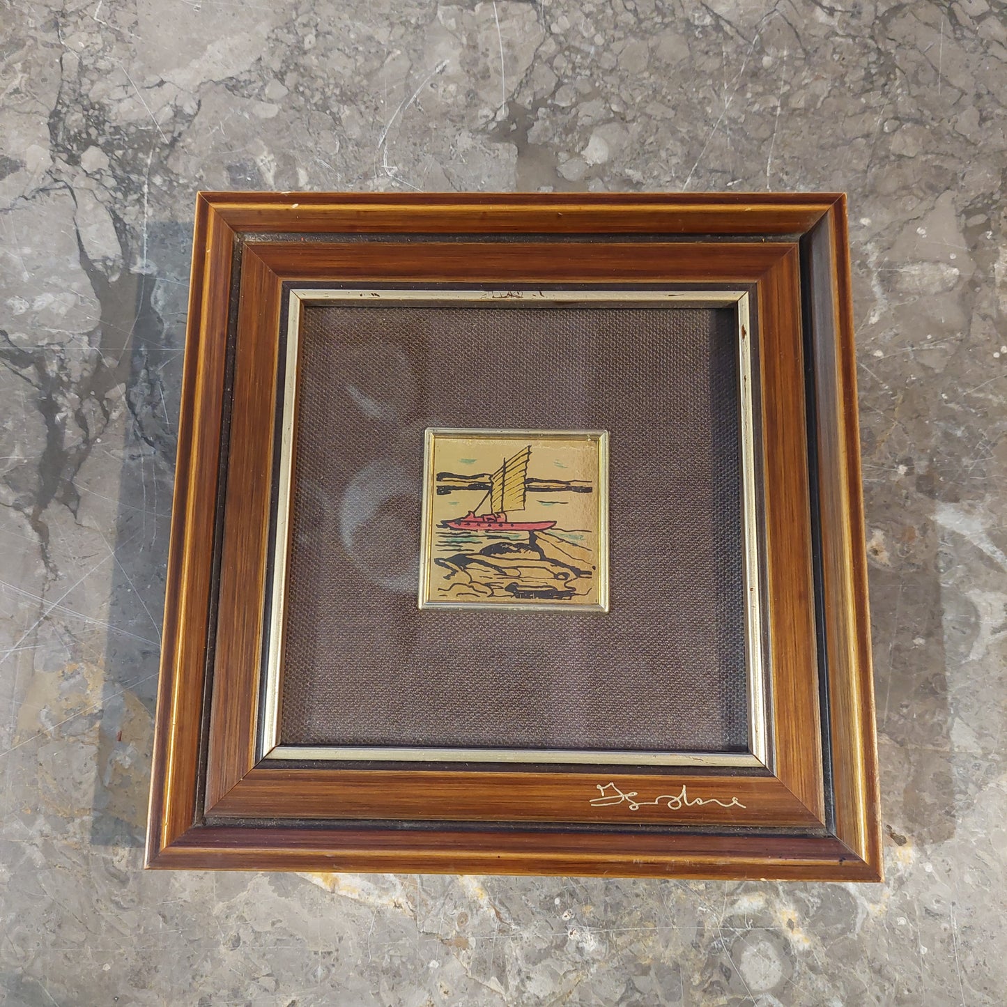 Quadretto Foglia Oro Cm17x17
