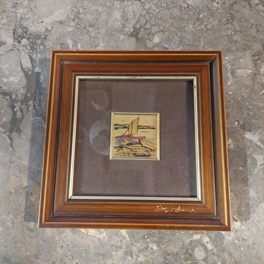 Quadretto Foglia Oro Cm17x17