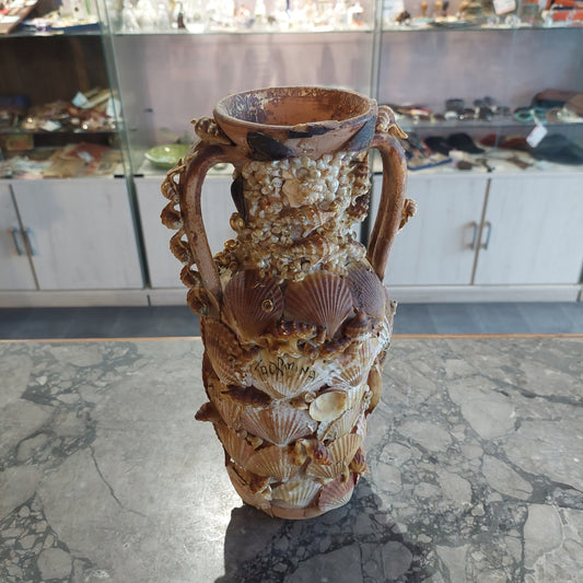 Vaso * Anfora Terracotta Con Conchiglie Souvenir Taormina