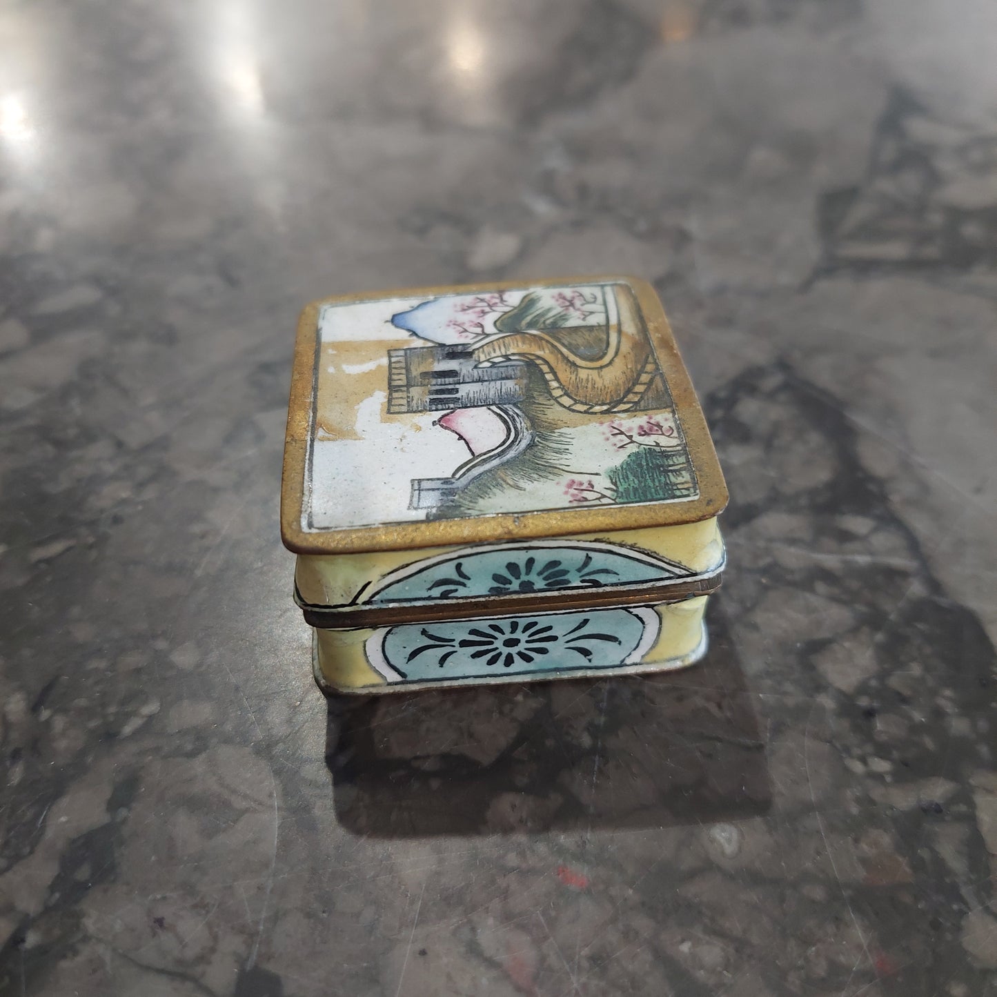 Mini Scatolina Quadrata Cloisonnè Cinese