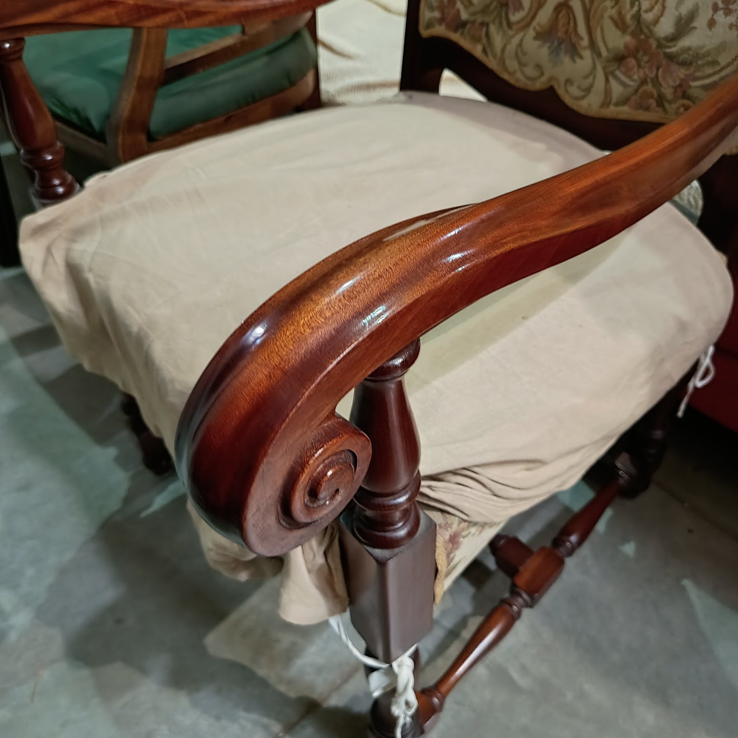 Poltrona * Legno Imbottita In Stile