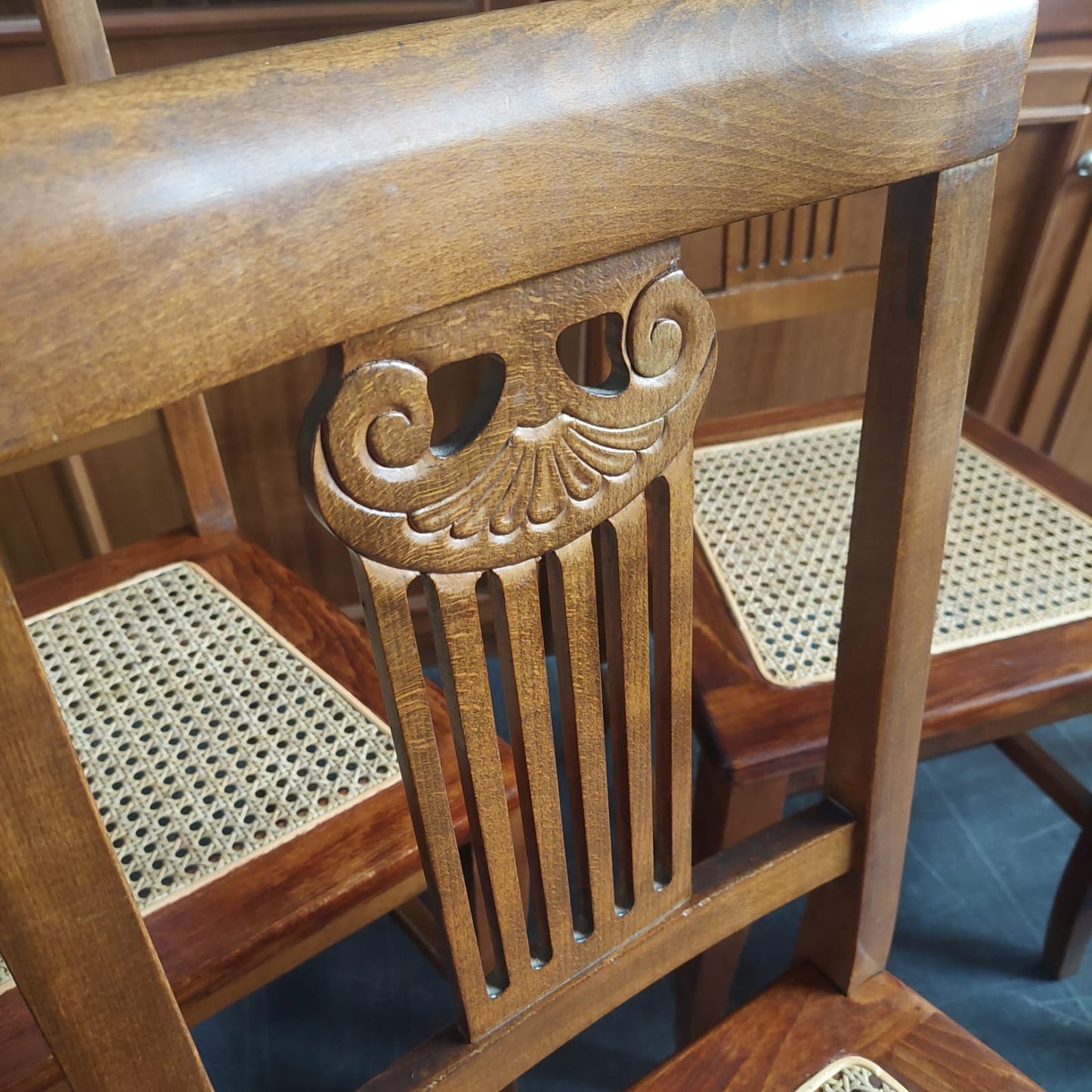 Set/4 Sedie Legno E Paglia Di Vienna
