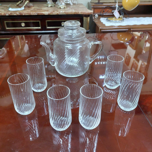 Set/caraffa + 6 Bicchieri Vetro Soffiato Ivv