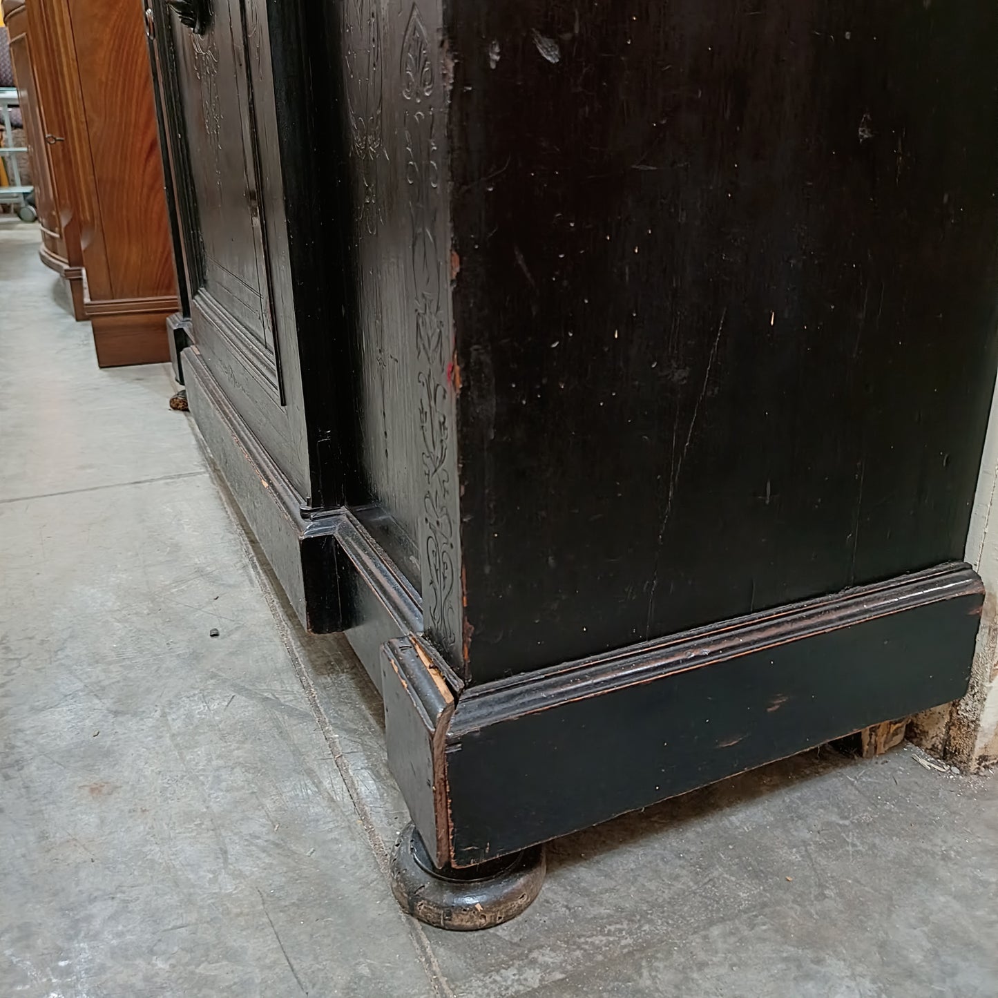 Credenza * Nera Antica 800 Siciliano Con Marmo Cm126x40x111h