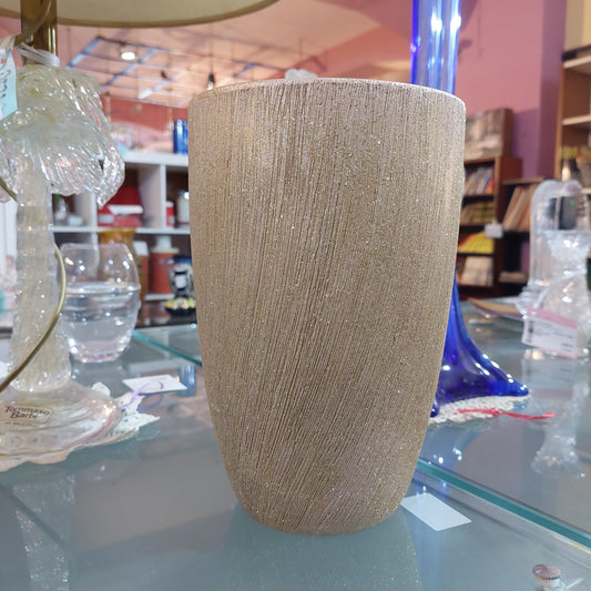 Vaso Portafiori Terracotta Decoro Dorato