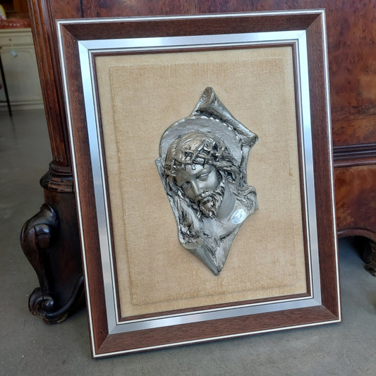 Quadro Capezzale Cristo In Peltro
