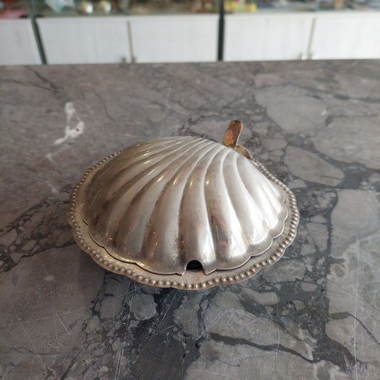 Formaggiera Conchiglia Silver Vetro Blu Vintage