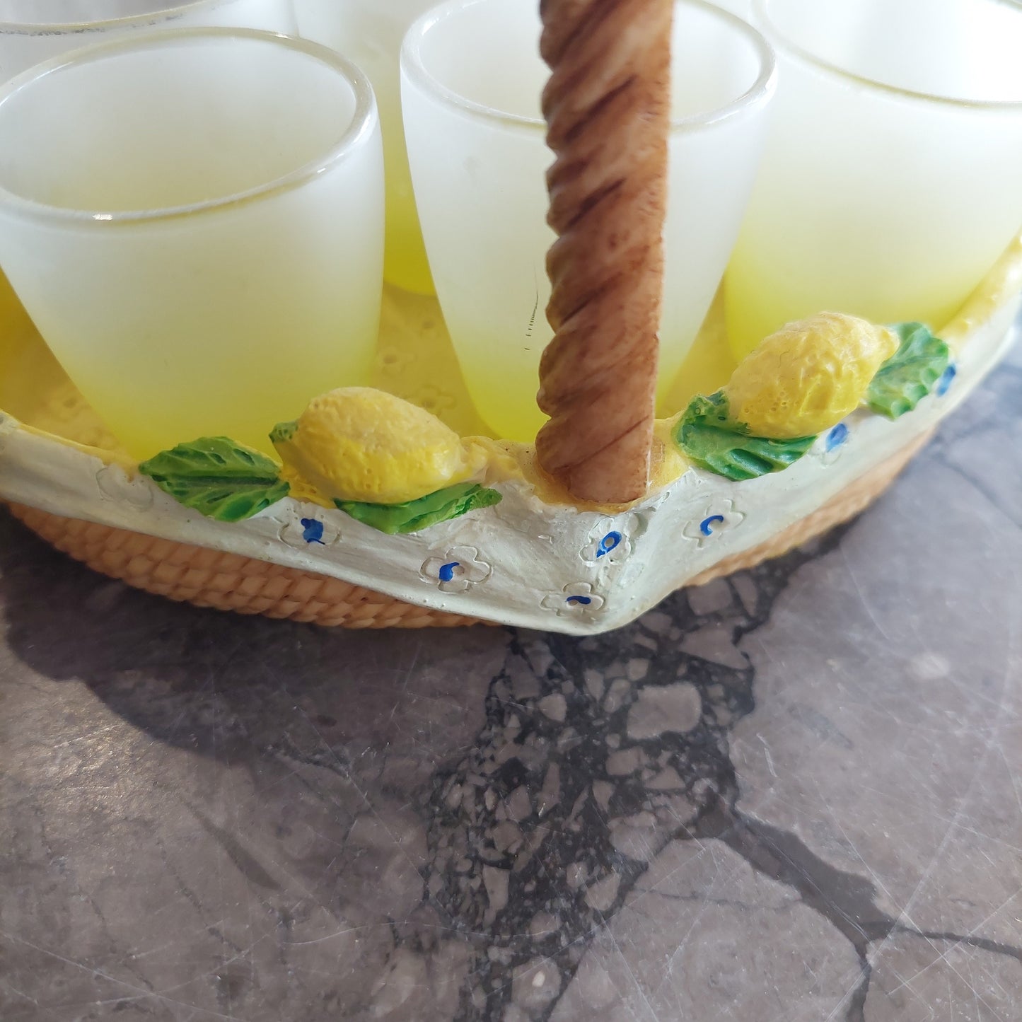 Set/bicchierini Vetro Limoncello Con Cestino