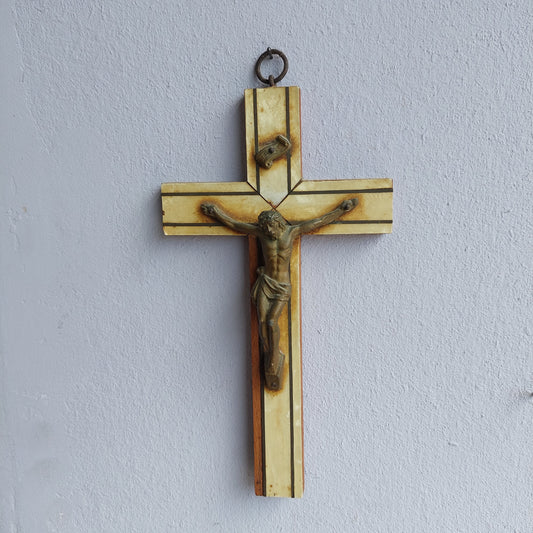 Crocifisso Legno/madreperla/ottone Cm11x20