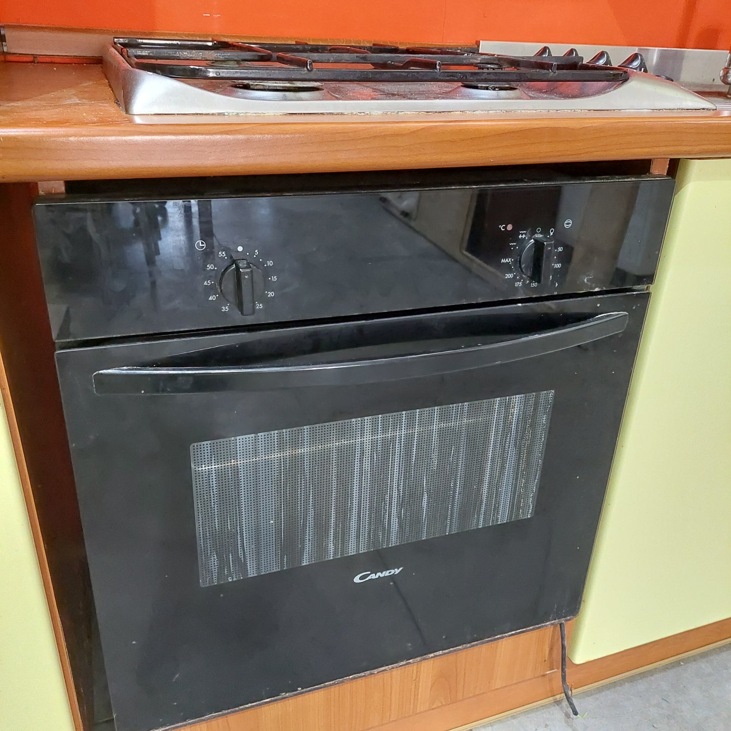 Cucina Lineare Completa Ciliegio E Gialla Cm253+60