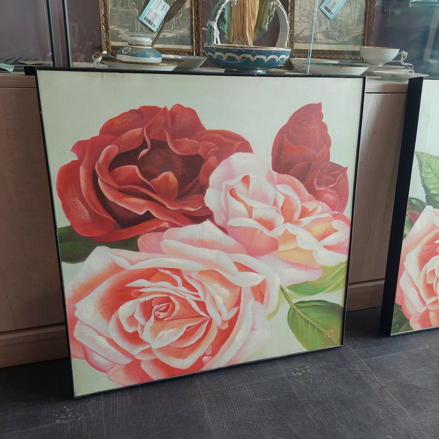 Quadro Moderno Rose Olio Su Tela Cm61x61