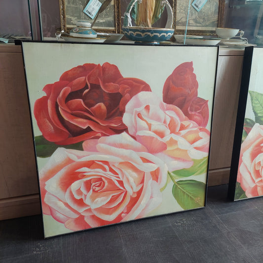 Quadro Moderno Rose Olio Su Tela Cm61x61