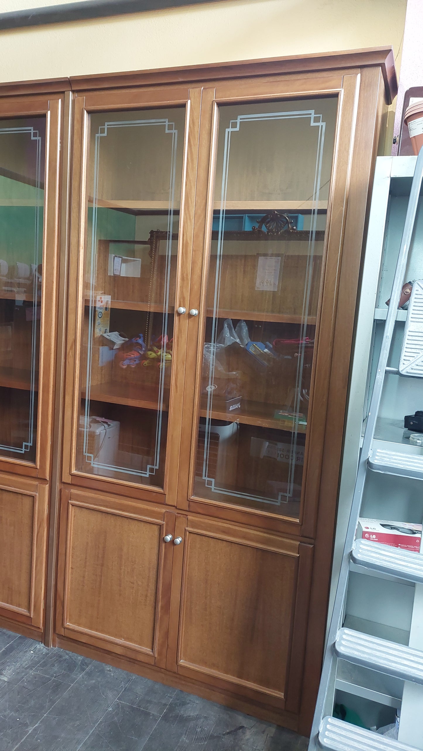 Parete Libreria Vetrina Noce 10/a 10/s Cm563x37x231h