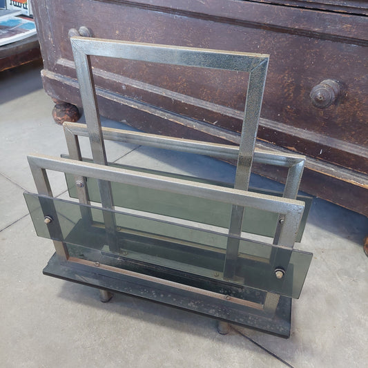 Portariviste* Vintage Metallo/vetro Anni70 Cm45x15x51