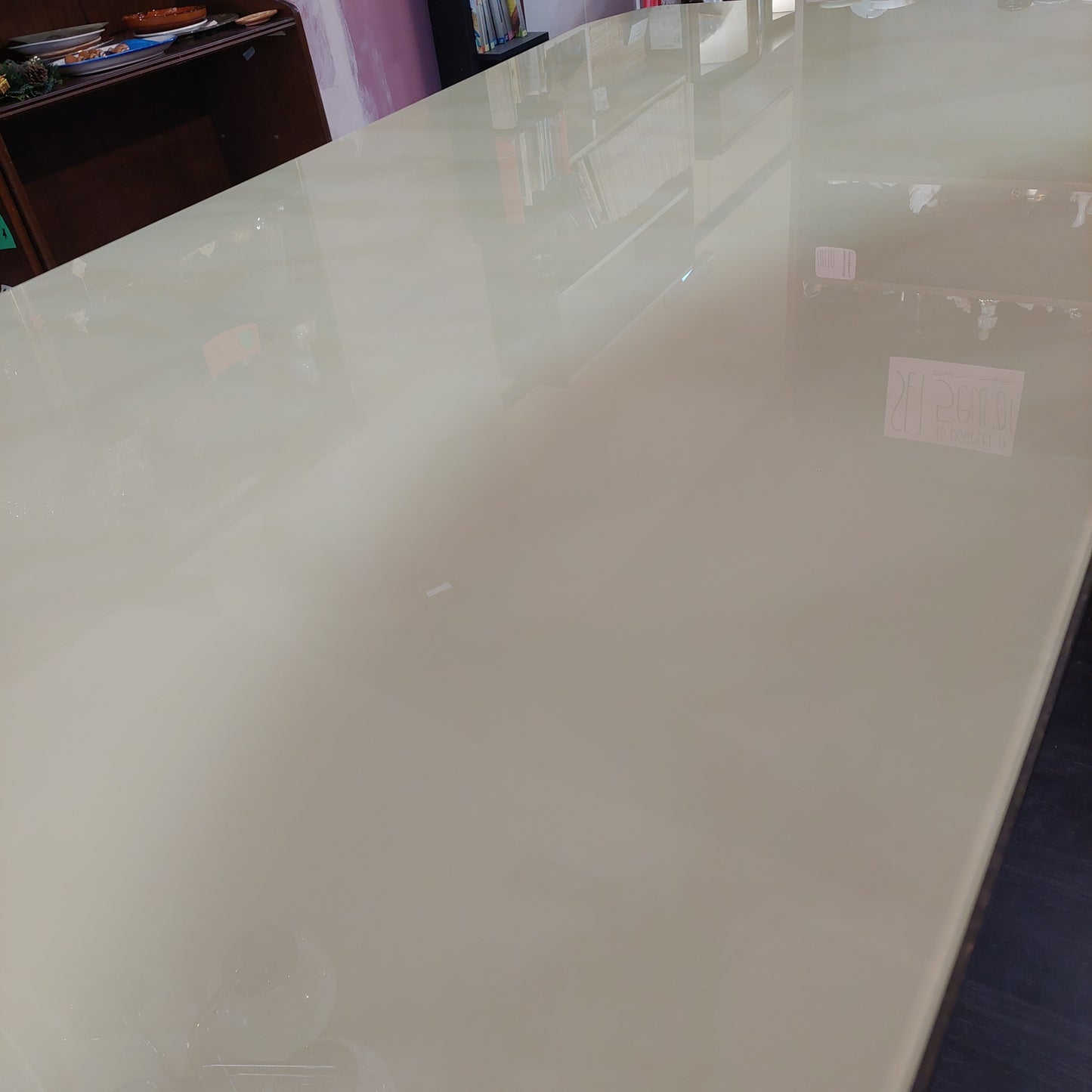 Tavolo * Legno Piano Vetro Anni 50 Cm177x90x77h