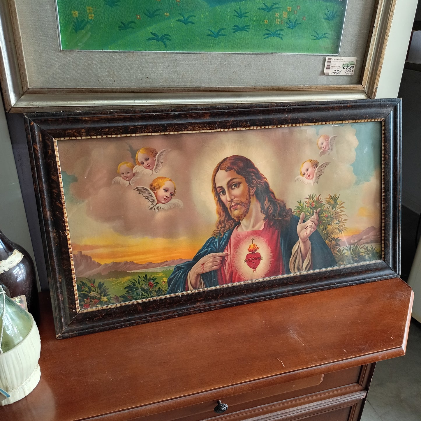 Q/ Sacro Cuore Di Gesù Vintage Cm77x42