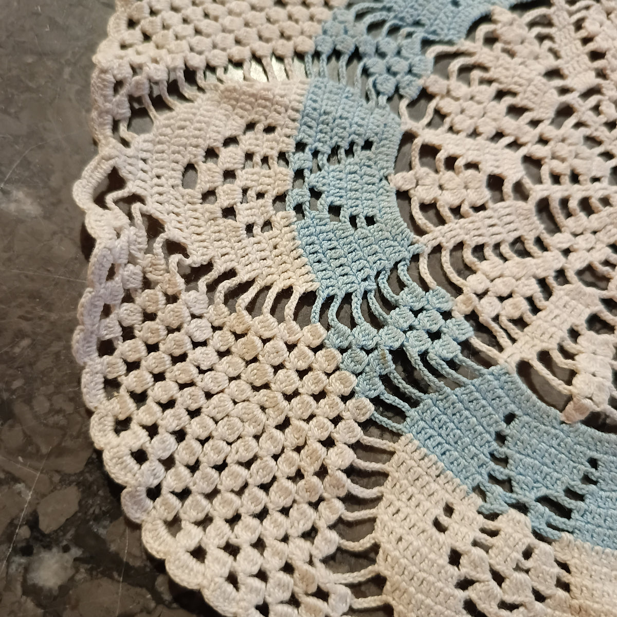Centrino Cotone Bianco/azzurro D. 27 Cm