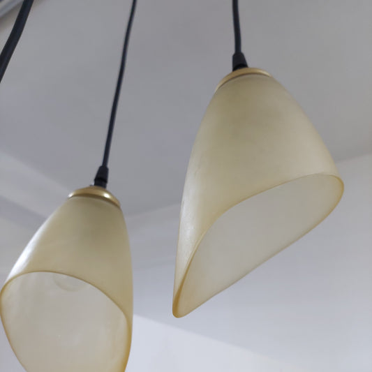 Lampadario Metallo A Sospensione Coppe Vetro 3/l (64056)