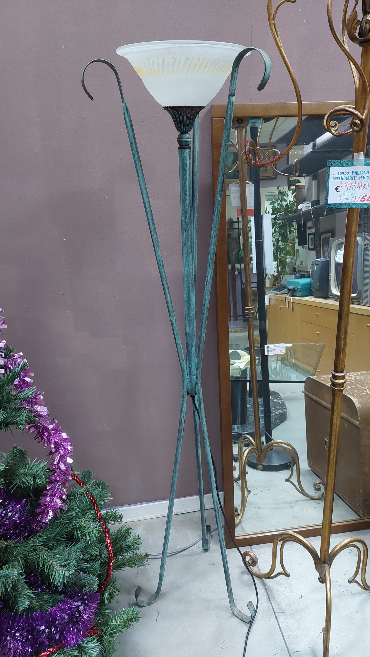 Piantana Elettrica Ferro Verde Coppa Vetro