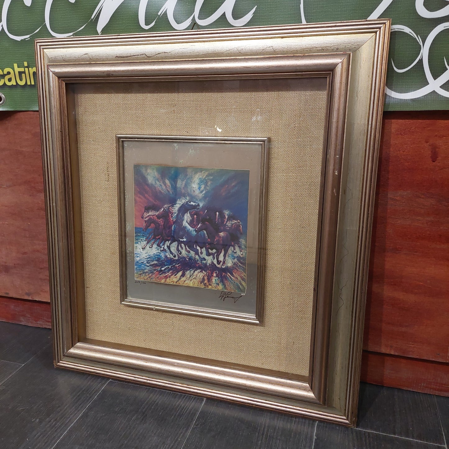 Quadro Cavalli Serigrafia Su Argento Di Giovan Francesco Gonzaga Cm58,5x60,5