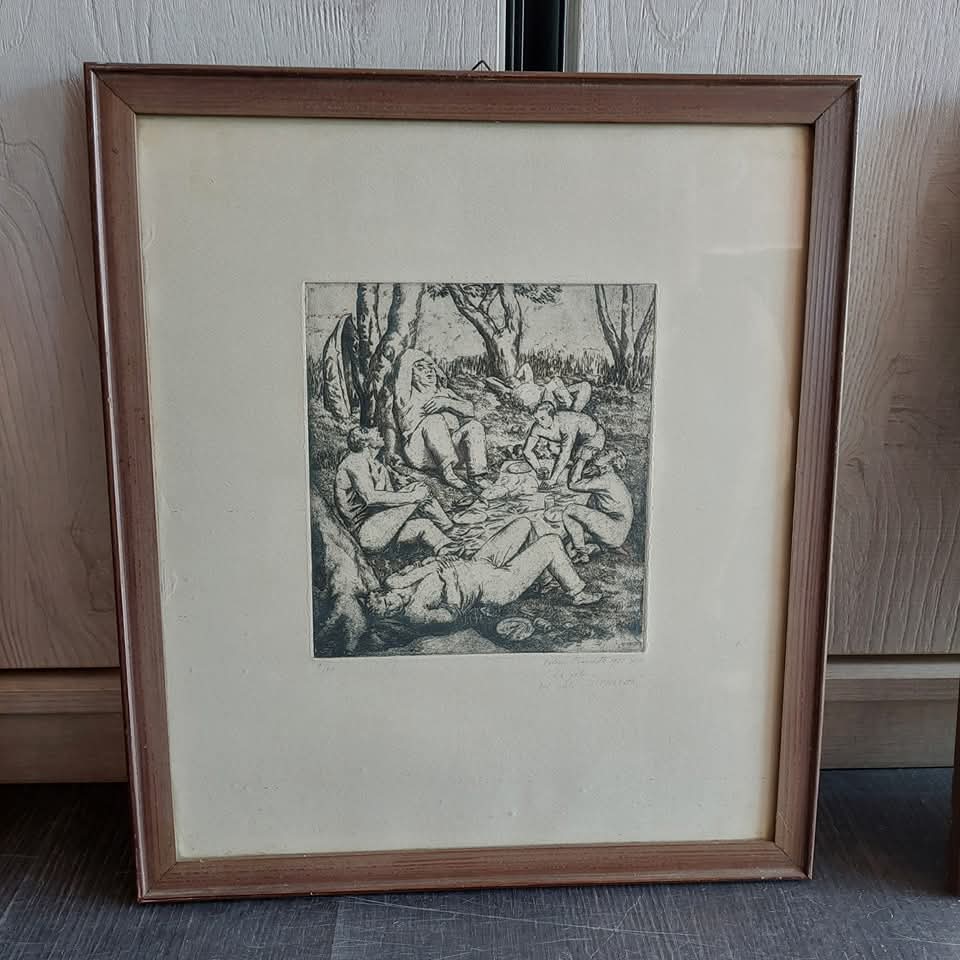 Q/litografia Valerio Fraschetti 1941 "l'umanità" Cm40x45