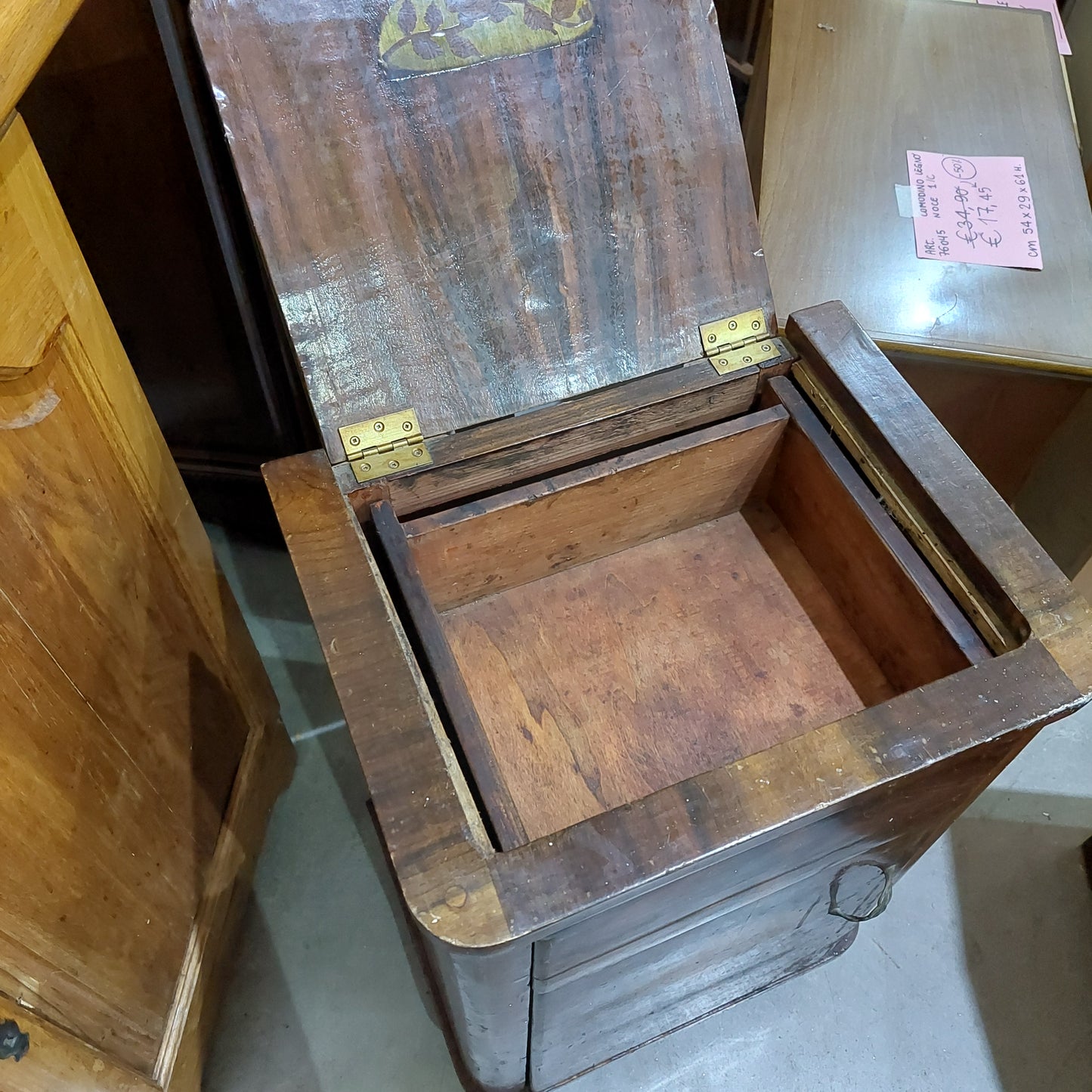 Comodino Legno St. Decò 1/c 1/s 1/r Cm42x36x68h